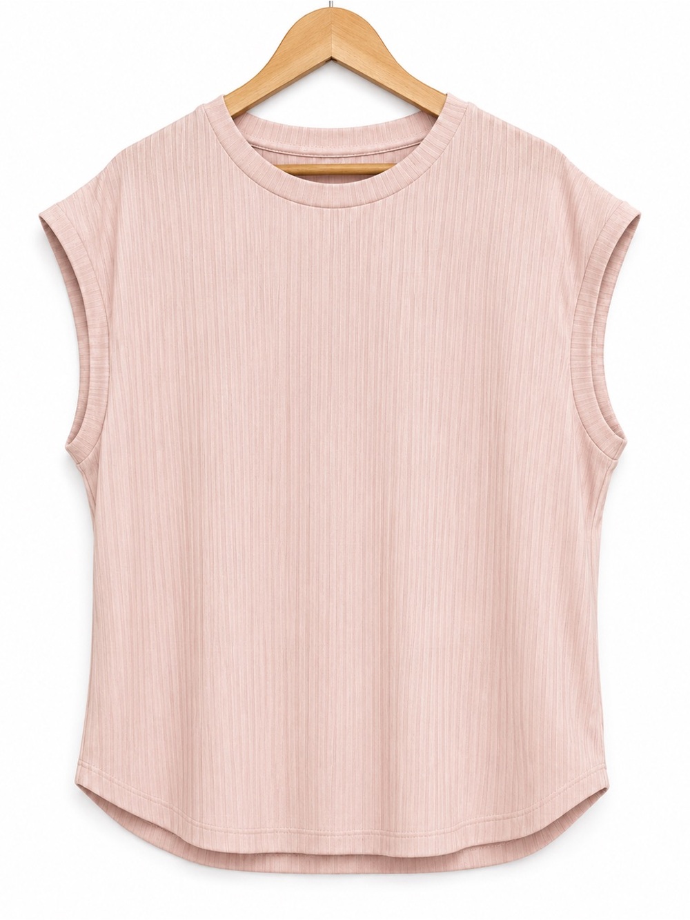 Eileen Fisher XL Blush Pink Ribbed Tencel Sleeveless Top Minimal Chic NWT